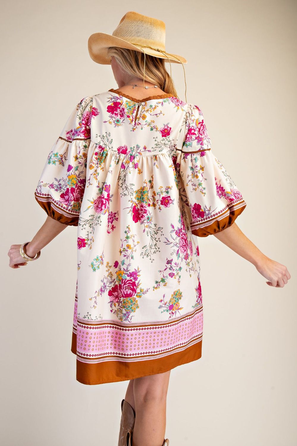 Easel | Border Print Dress
