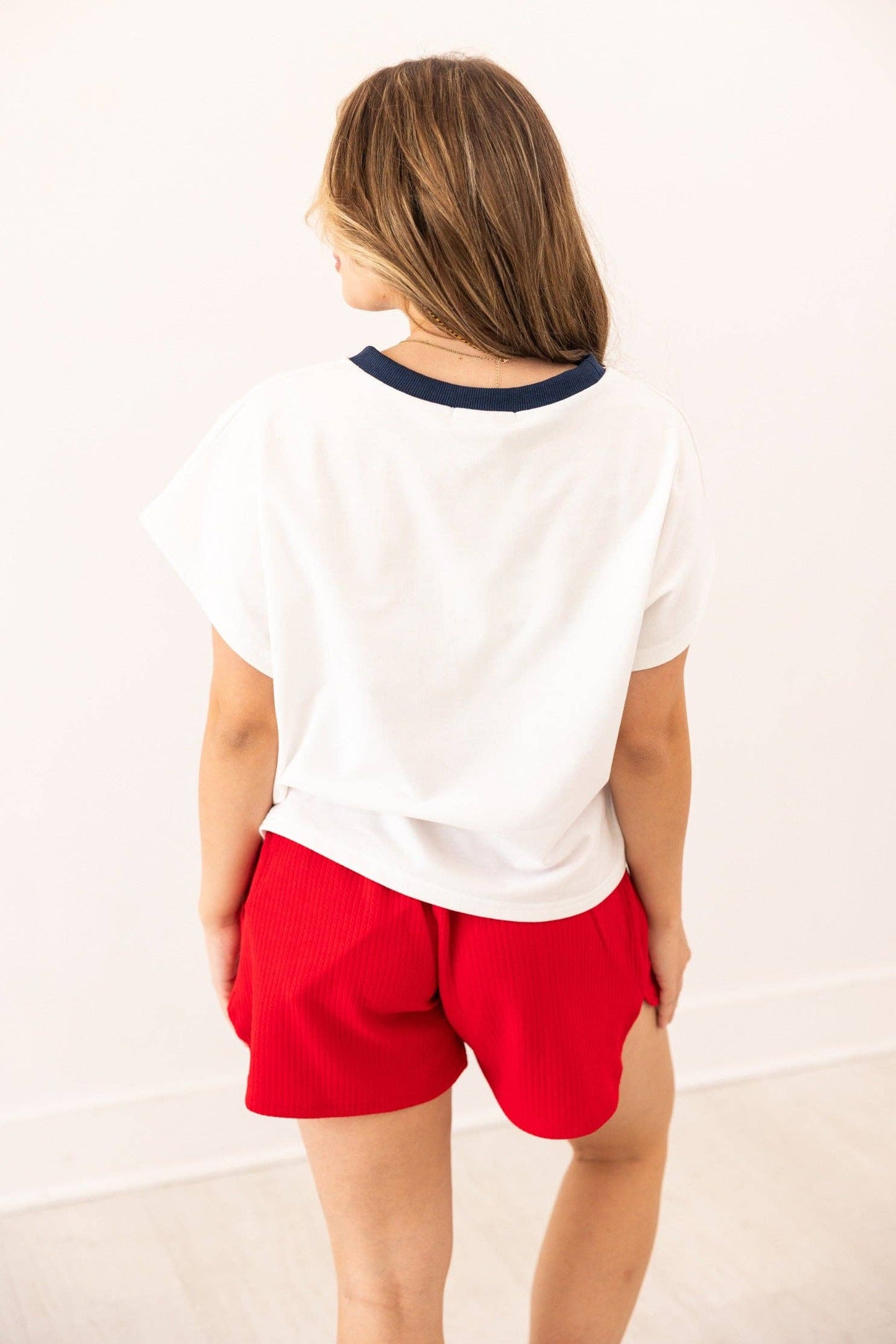 "Freedom" Sequin Embroidered Top: White