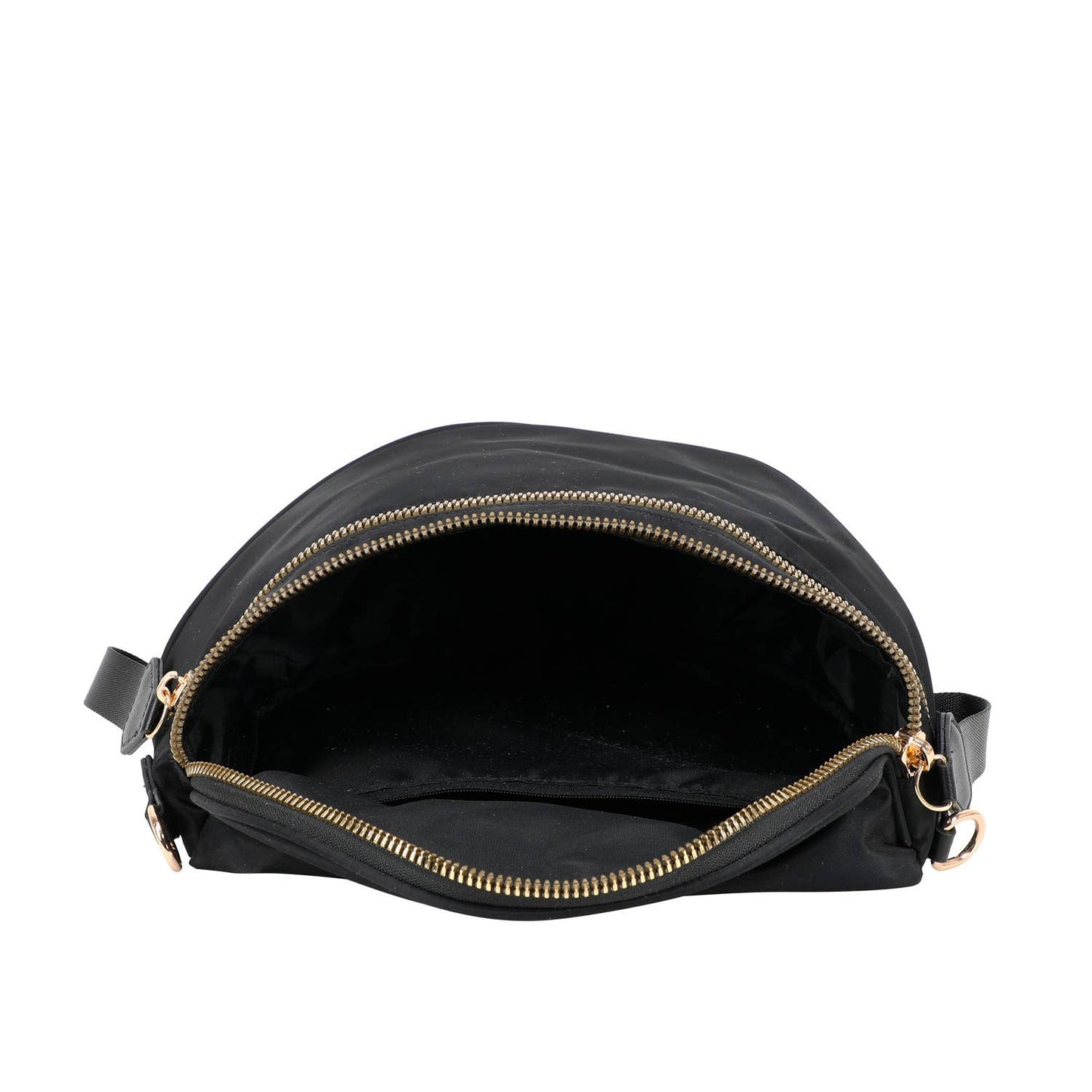 Paulina Nylon Waterproof Multi-Compartment 10" Crossbody Bag: Black