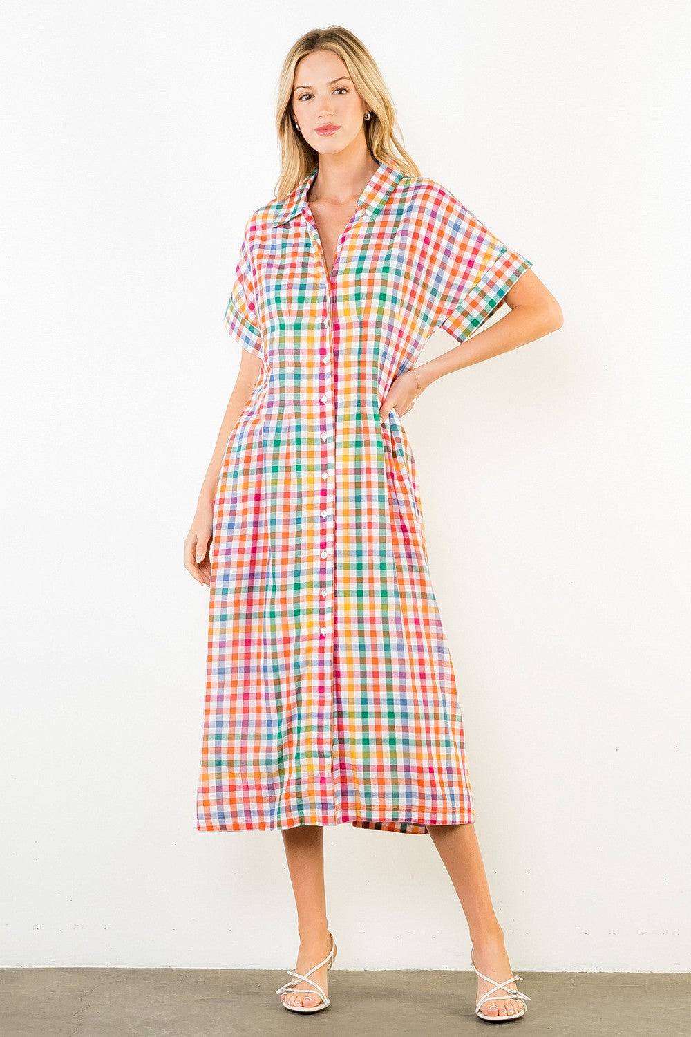 THML | Plaid Button Down Dress
