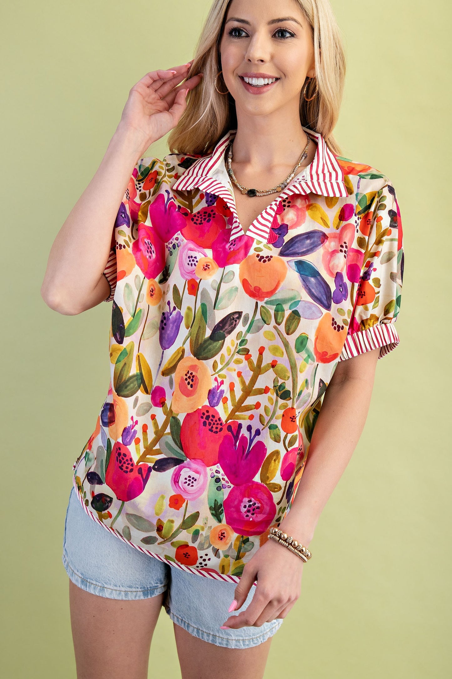 Floral Mock Neck Top