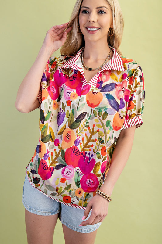 Floral Mock Neck Top