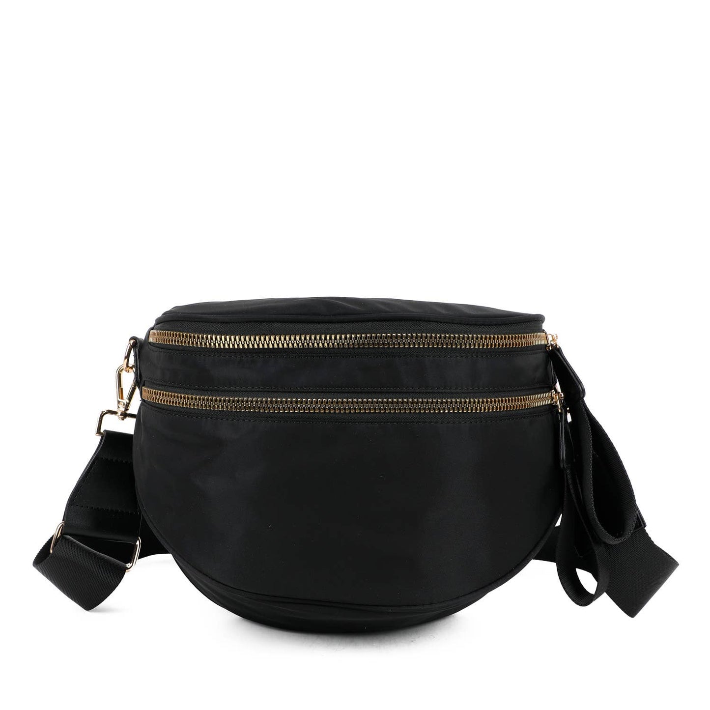 Paulina Nylon Waterproof Multi-Compartment 10" Crossbody Bag: Black