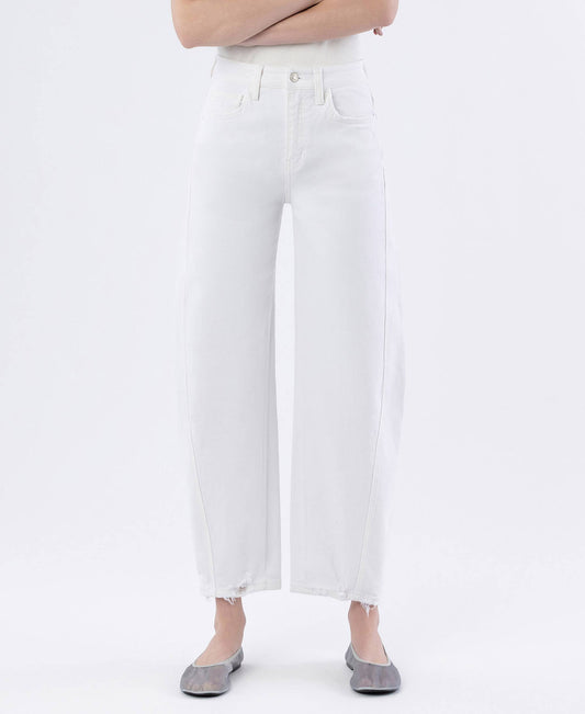 High Rise Barrel Jeans - Optic White