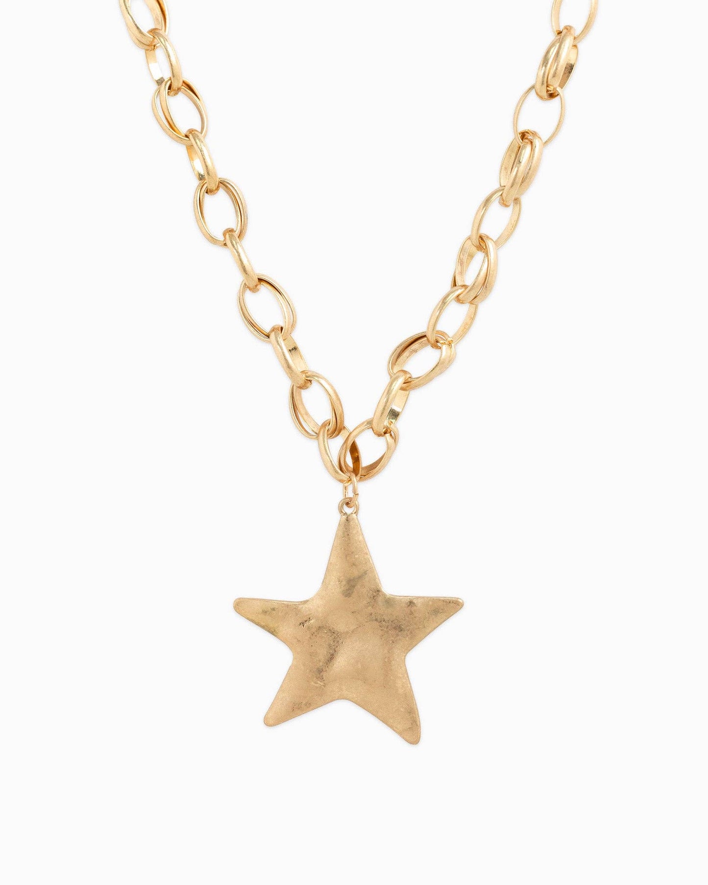 Large Hammered Star Necklace
