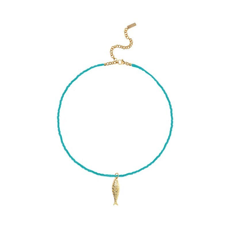 18K STAINLESS STEEL TARNISH FREE FISH NECKLACE | Pink