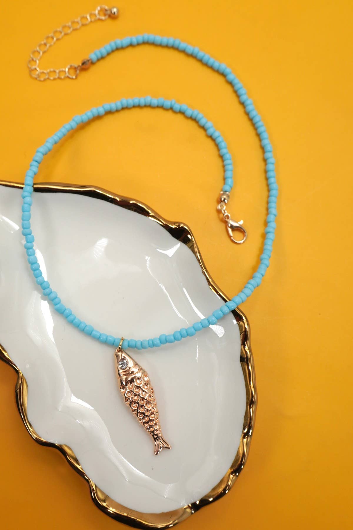 18K STAINLESS STEEL TARNISH FREE FISH NECKLACE | Pink