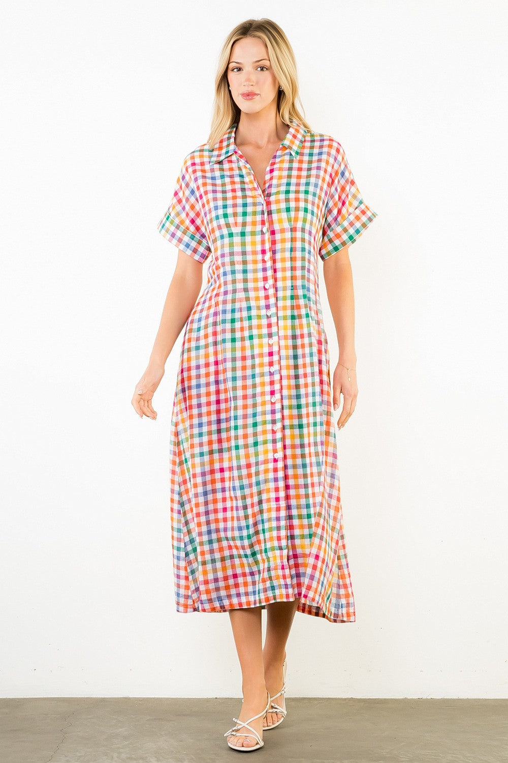 THML | Plaid Button Down Dress