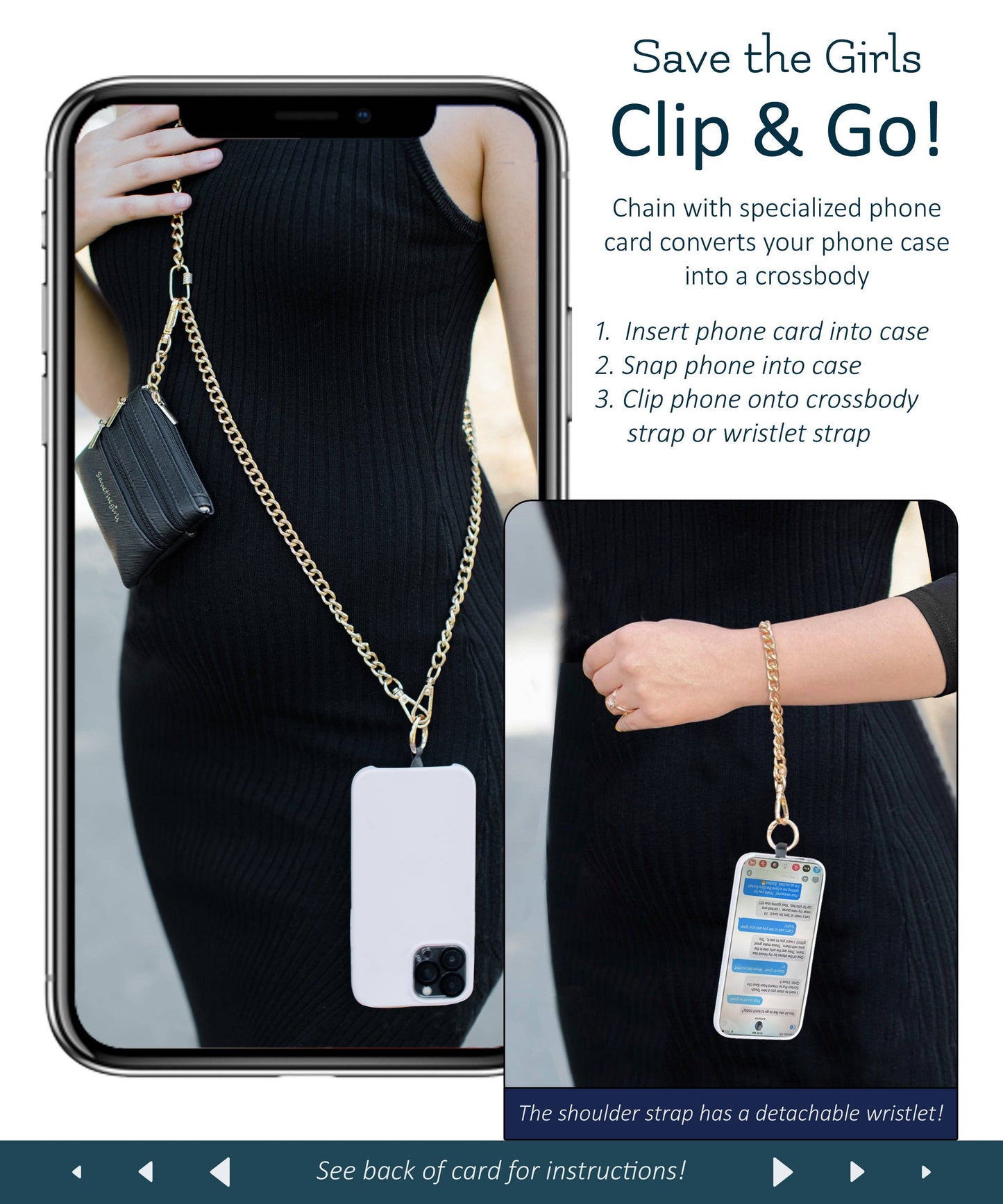 Clip & Go Chain w/Zippered Pouch: Silver