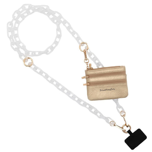 Clip & Go Ice Chain with Pouch: White Chain with Golden Pouch