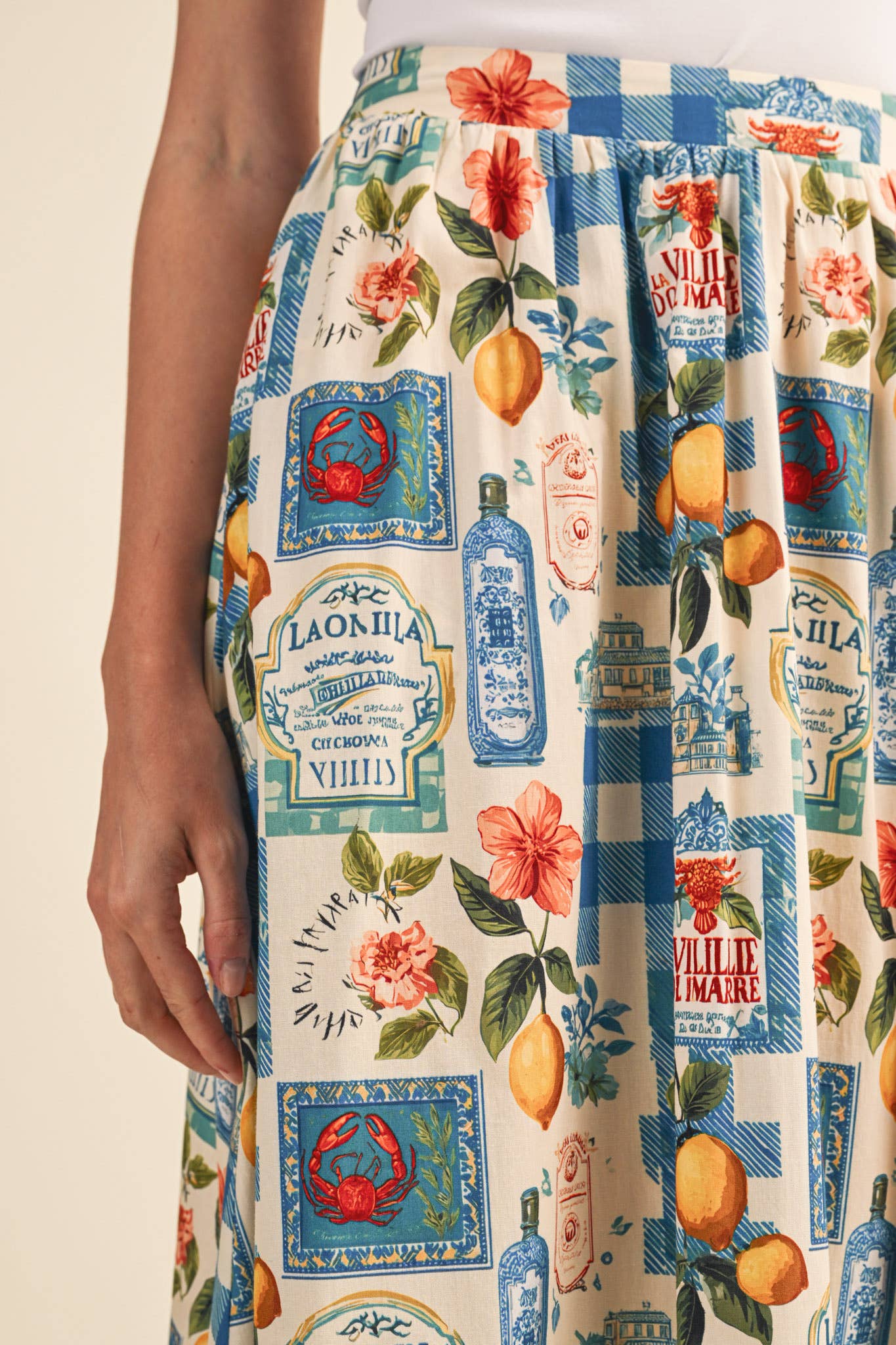 VINTAGE PRINT A-LINE MIDI SKIRT
