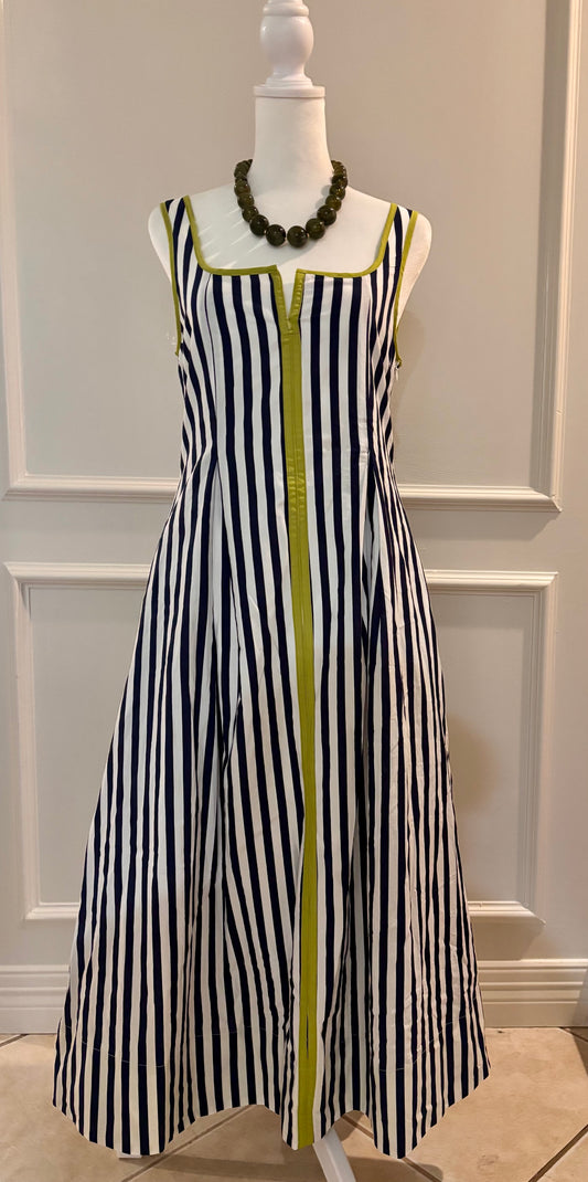 Entro | Lime/Navy Stripe Midi