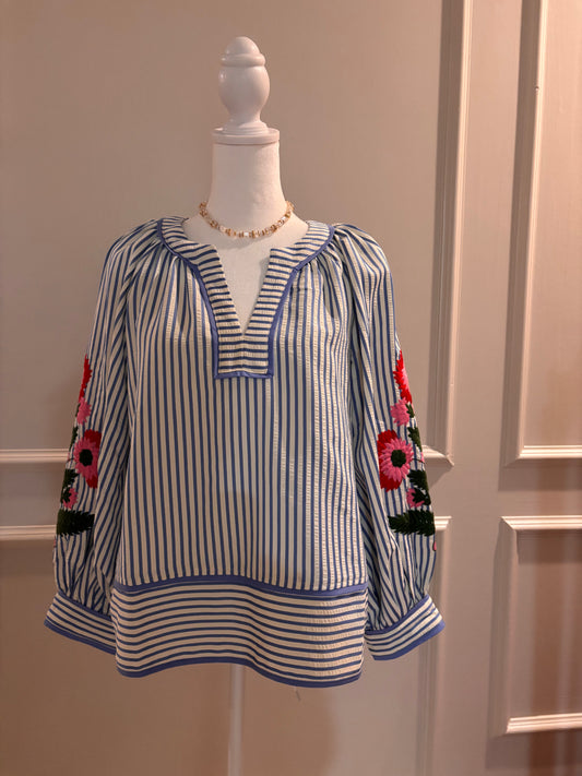 Entro | Blue Stripe Top