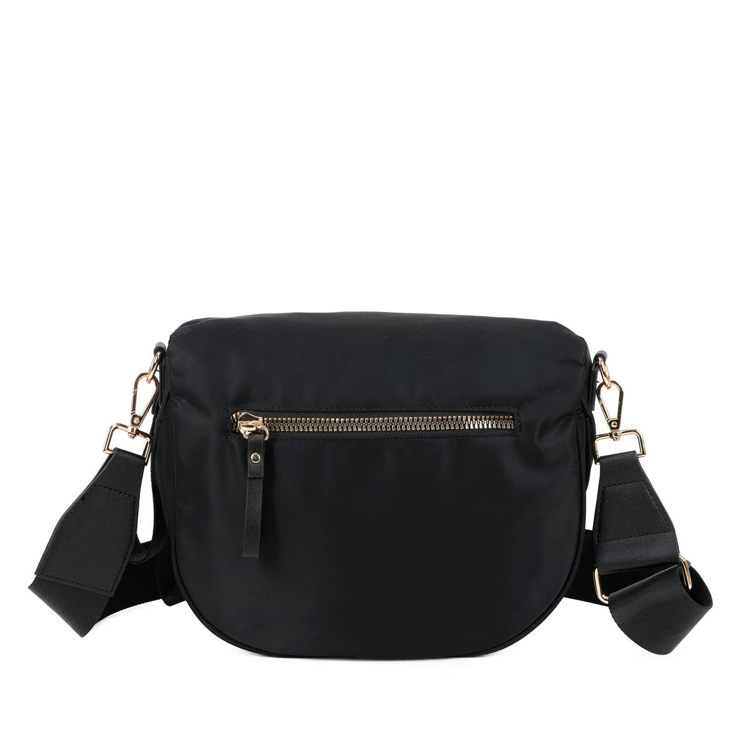 Paulina Nylon Waterproof Multi-Compartment 10" Crossbody Bag: Black