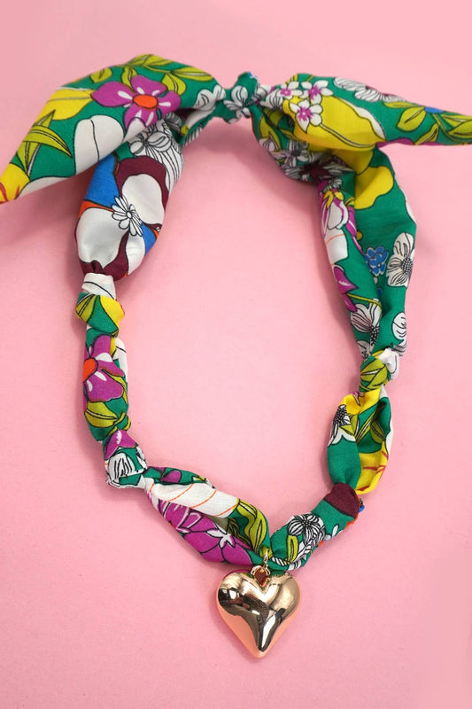 HANDMADE SCARF CHARM NECKLACE | Green
