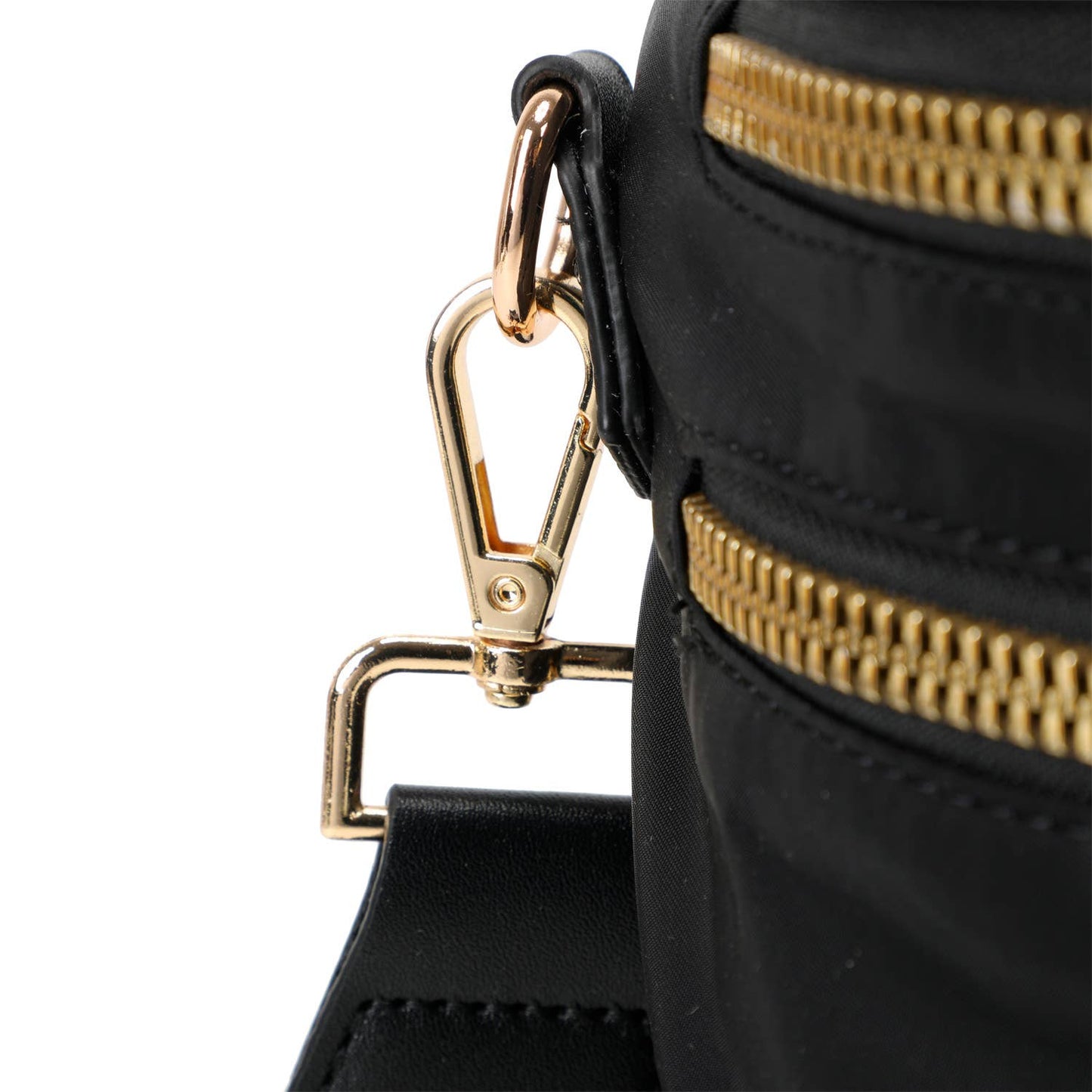 Paulina Nylon Waterproof Multi-Compartment 10" Crossbody Bag: Black