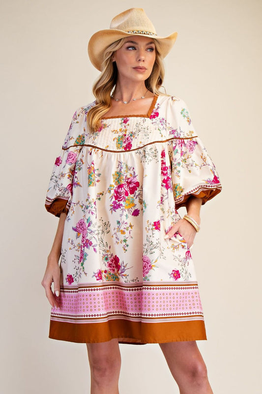 Easel | Border Print Dress