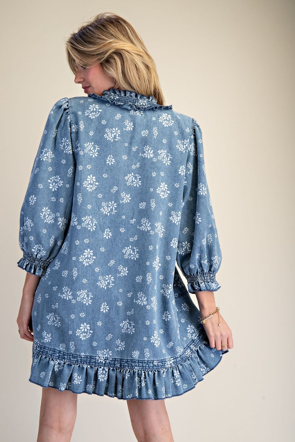 Easel | Denim Print Dress