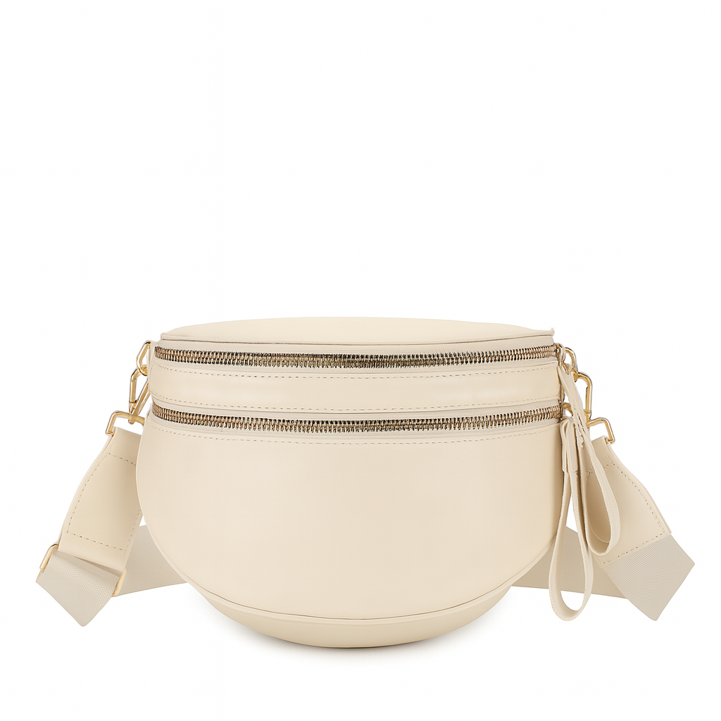 Paulina Nylon Waterproof Multi-Compartment 10" Crossbody Bag: Ivory