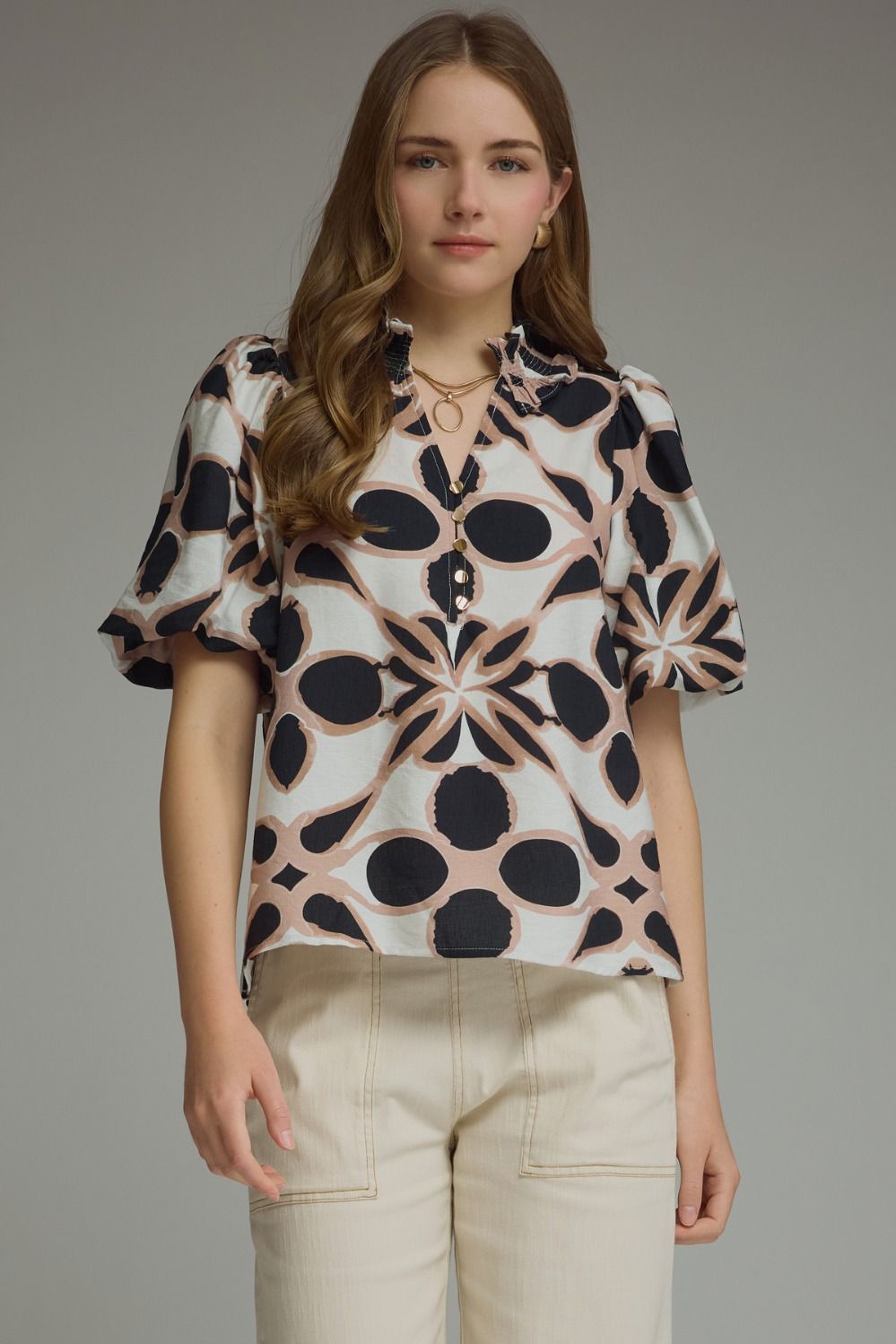 Black Print Top