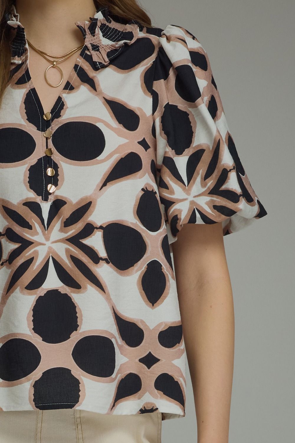 Black Print Top