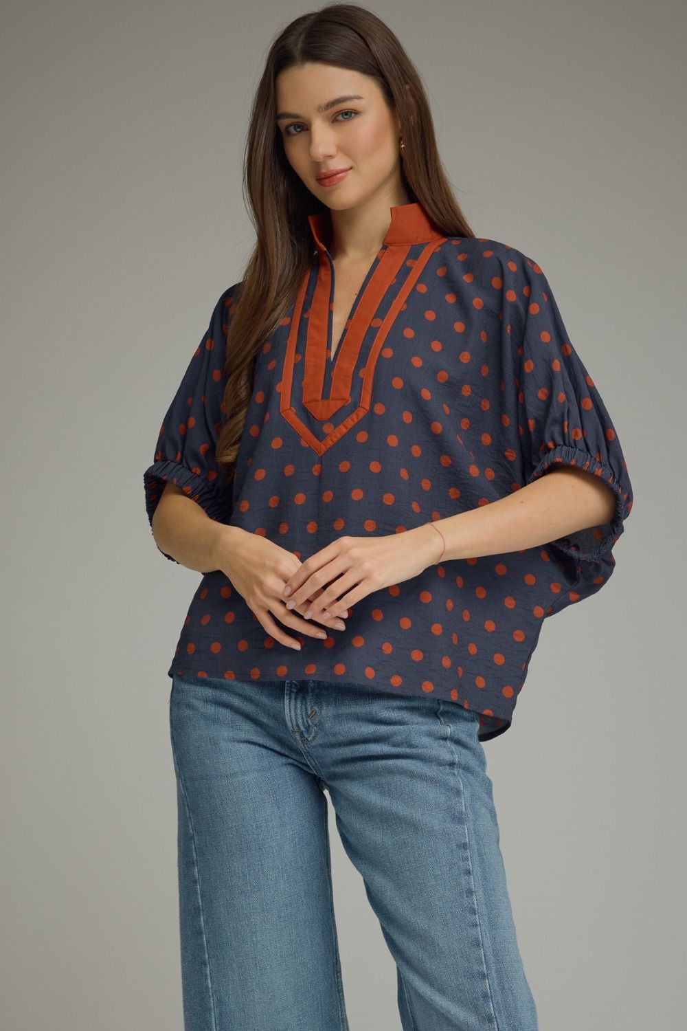 Polka Dot Tunic - Navy