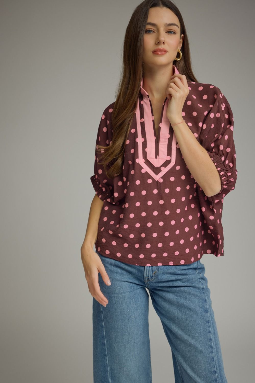 Polka Dot Tunic - Wine
