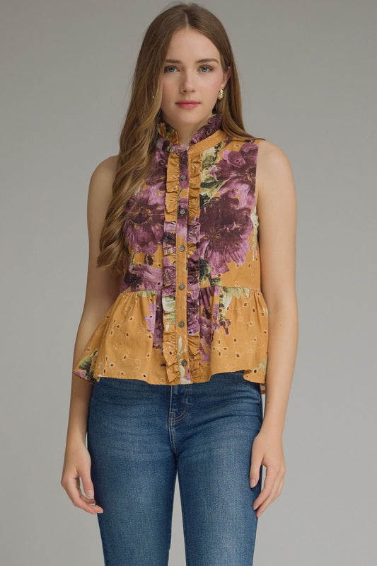 Watercolor Peplum Top