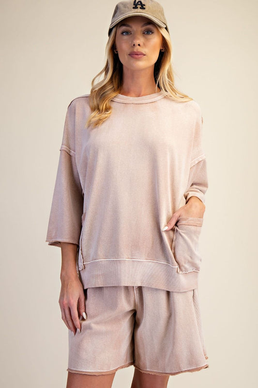 Easel | Mineral Wash Top - Cinnamon