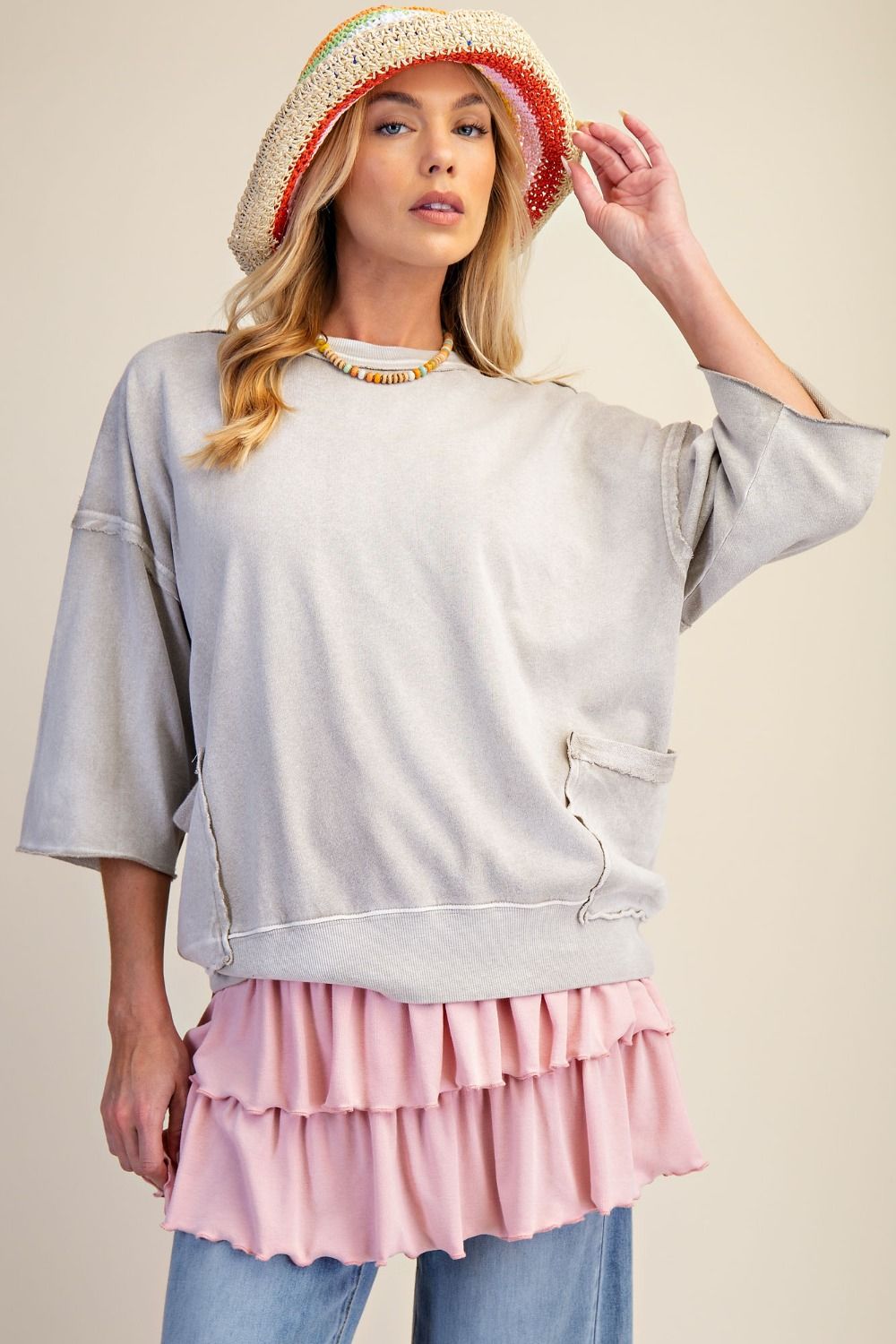 Easel | Mineral Wash Top - Mushroom