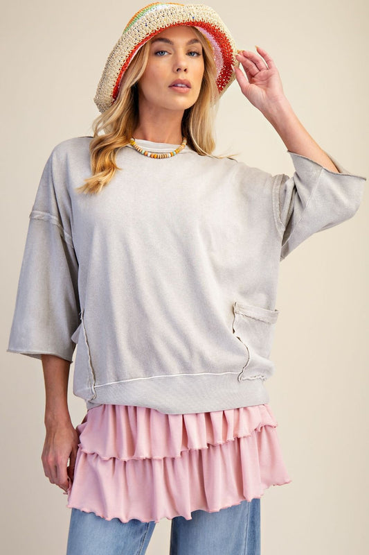 Easel | Mineral Wash Top - Mushroom