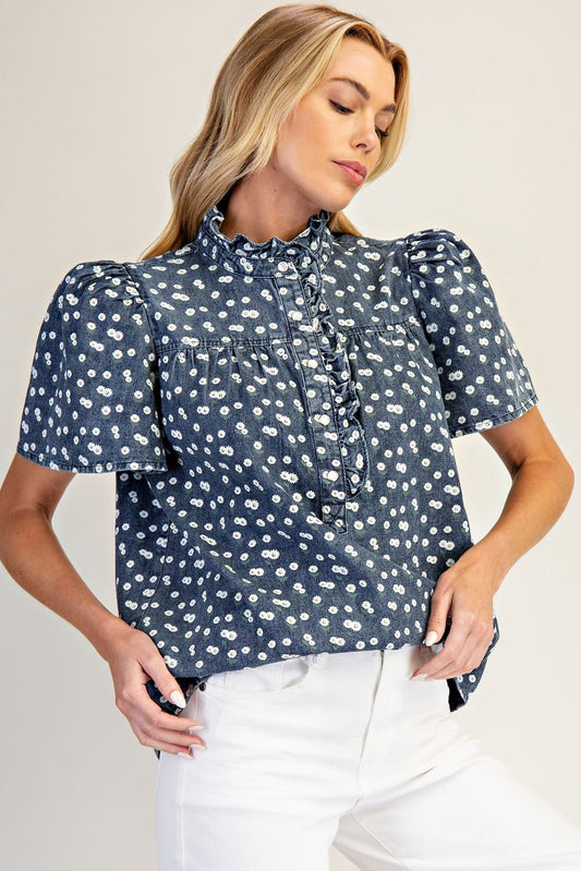 Easel | Daisy Denim Top